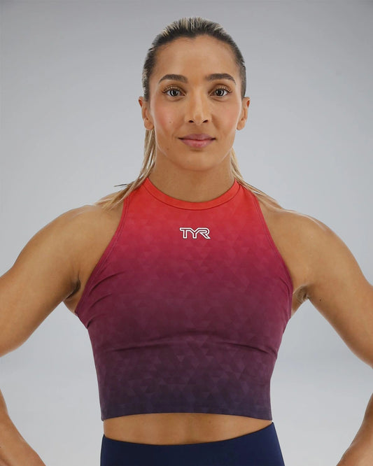 TYR BASE KINETIC™ WOMEN'S CROPPED HIGH NECK TANK - EMBER