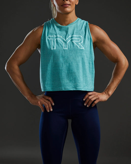 TYR CLIMADRY™ WOMEN'S CROPPED TECH TANK - SOLID / HEATHER