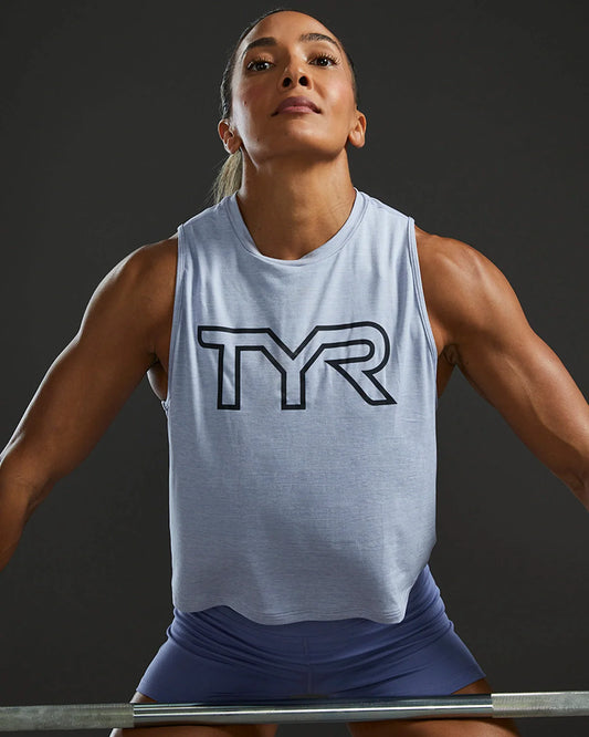 TYR CLIMADRY™ WOMEN'S CROPPED TECH TANK - SOLID / HEATHER