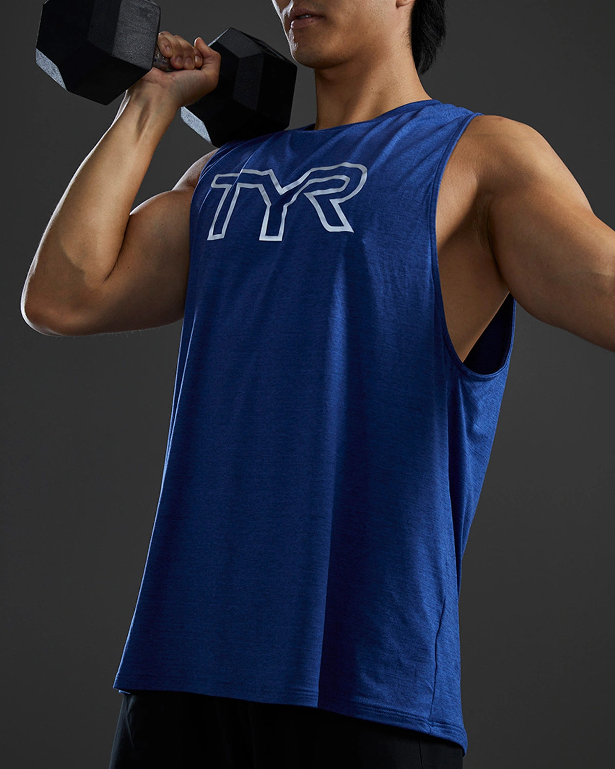 TYR CLIMADRY™ MEN'S BIG LOGO TECH TANK - SOLID / HEATHER