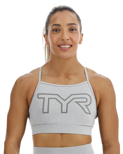 SUJETADOR DEPORTIVO TYR BASE KINETIC™ MUJER CON CUELLO ALTO Y LOGO GRANDE - HEATHER