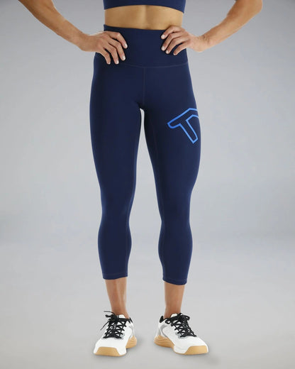 TYR BASE KINETIC™ WOMEN'S HIGH-RISE 3/4 LOGO BLUE