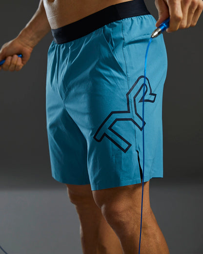 TYR HYDROSPHERE™ MEN'S LINED 7" UNBROKEN BIG LOGO SHORTS - SOLID W/COMPRESS.