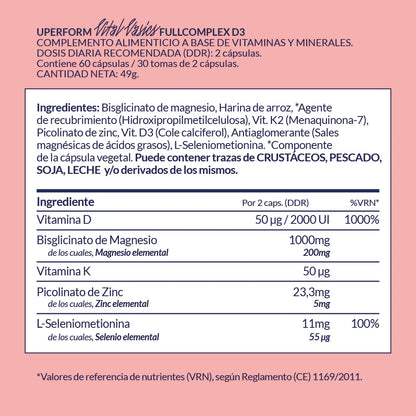 FULLCOMPLEX D3 - Vit. D3 com Vit. K2 - Mg - Zn - Se